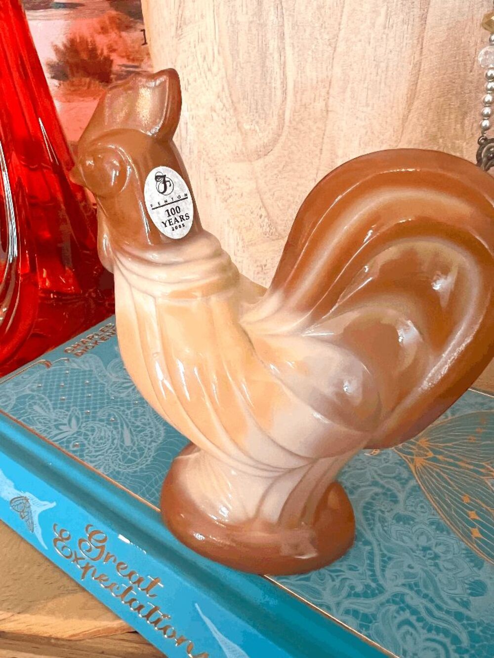 Beautiful Fenton Art Glass 100th Anniversary rooster figurine made in 2005 in ri